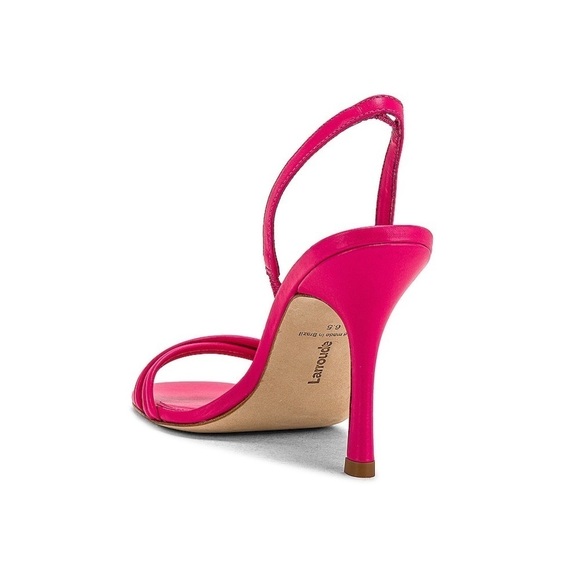 NWOB Larroude Annie Slingback High Heel Sandals in Bright Pink Leather, 6.5 - Picture 12 of 15